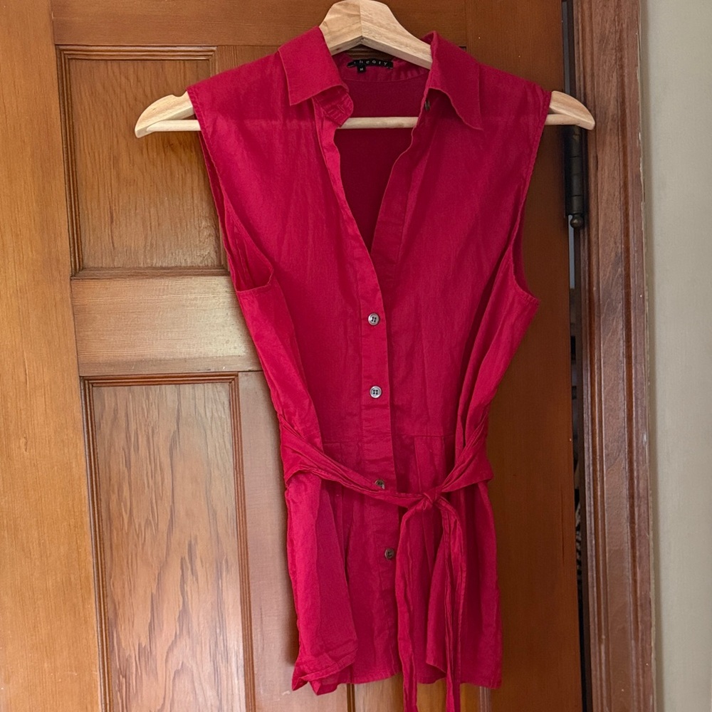 Theory Sleeveless Button-Up Top
